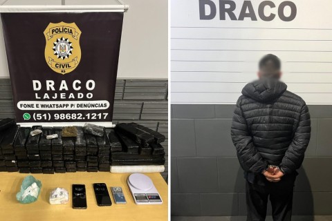 Draco apreende 53 kg de maconha e prende suspeito em Lajeado