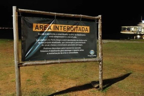Em razão da cheia, prefeitura de Porto Alegre interdita trecho 1 da orla do Guaíba