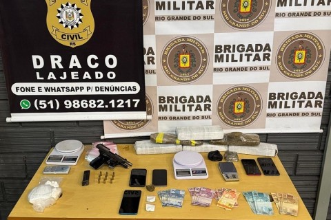Operações da Draco e Brigada Militar resultam em quatro prisões e apreensões de drogas em Lajeado