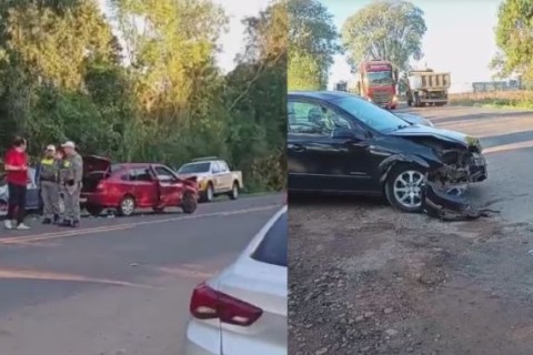 Acidente envolve três carros na ERS-128, em Teutônia