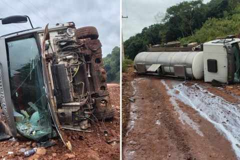Morre motorista de caminhão carregado com leite que se acidentou no interior de Imigrante